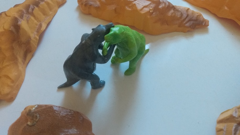 TWO MEGATHERIUM FIGHTING