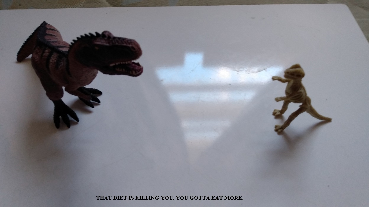 TALKING TO A DINOSAUR SKELETON