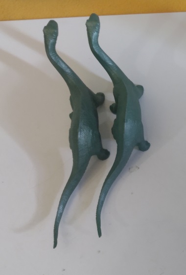 TWO LARGE MOLD GROUP GREEN METALLIC MARX BRONTOS