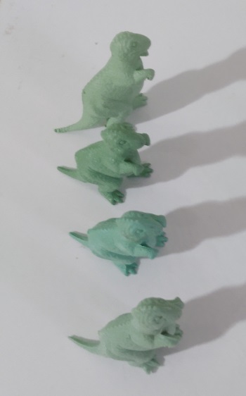 FOUR GREEN MARX ALLOSAURS