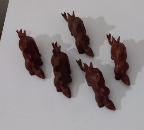 MARX STEGOSAURUS IN FIVE DIFFERENT SHADES OF BROWN