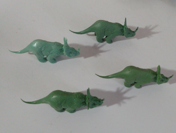 FOUR GREEN STYRACOSAURUS