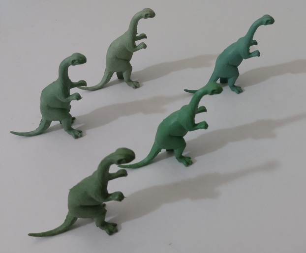 FIVE GREEN MARX PLATEOSAURUS FACING RIGHT