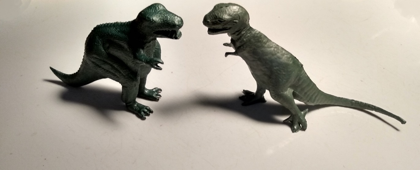 MARX DINOSAURS - BOTH TYPES OF METALLIC GREEN TYRANNOSAURUS