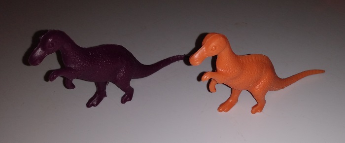 TWO MPC TRACHODONS PUPLRE AND ORANGE