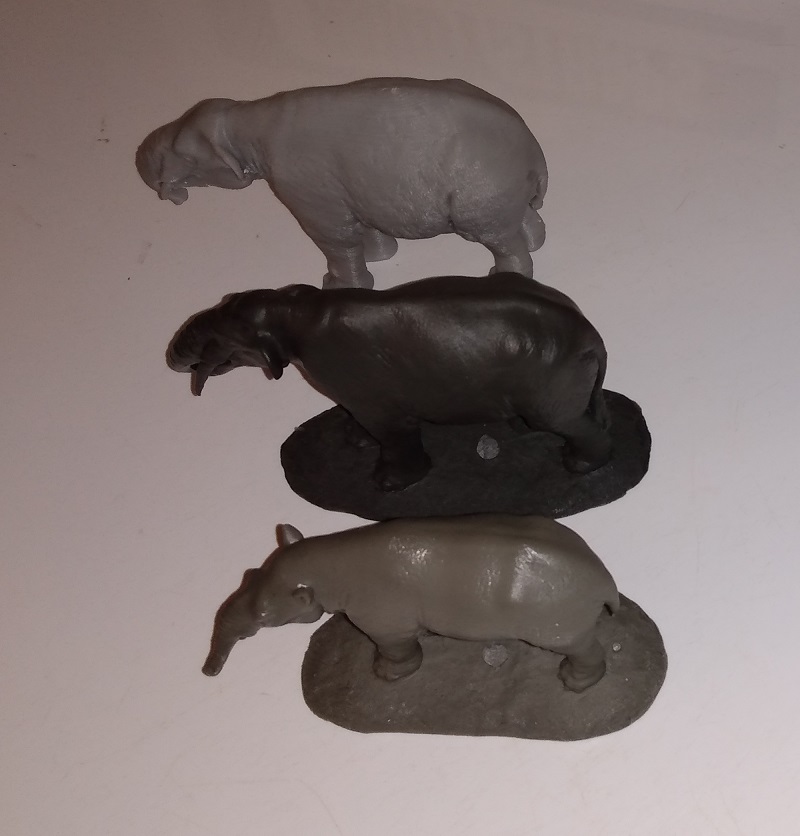 THREE PREHISTORIC ELEPHANT LIKE BEASTS