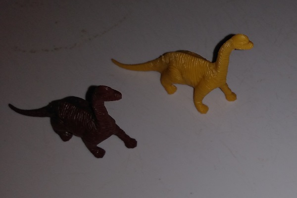 TWO PLASTIC BRONTOSAURUS